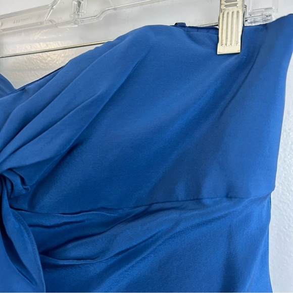 NNWT BCBGMaxAzria Ink Blue Strapless Silk Mini Dress with Ruffles/Bow Size 12 - Picture 5 of 11